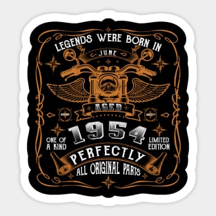 Legends Born in June 1954 69th Birthday Gift Sticker